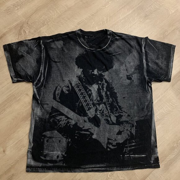 Vintage Y2K 2008 Jimi Hendrix Wrap Around All Over Print T-Shirt Men's XL AOP - Picture 1 of 6